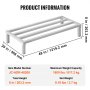 VEVOR Aluminium opbergrek, 48 x 20 inch commerciële vloerplank voor voedsel, 8 inch boven de grond, draagvermogen van 1800 lbs, volledig gelast aluminium opbergrek, voor opslag in restaurants, keukens, garages en voertuigen