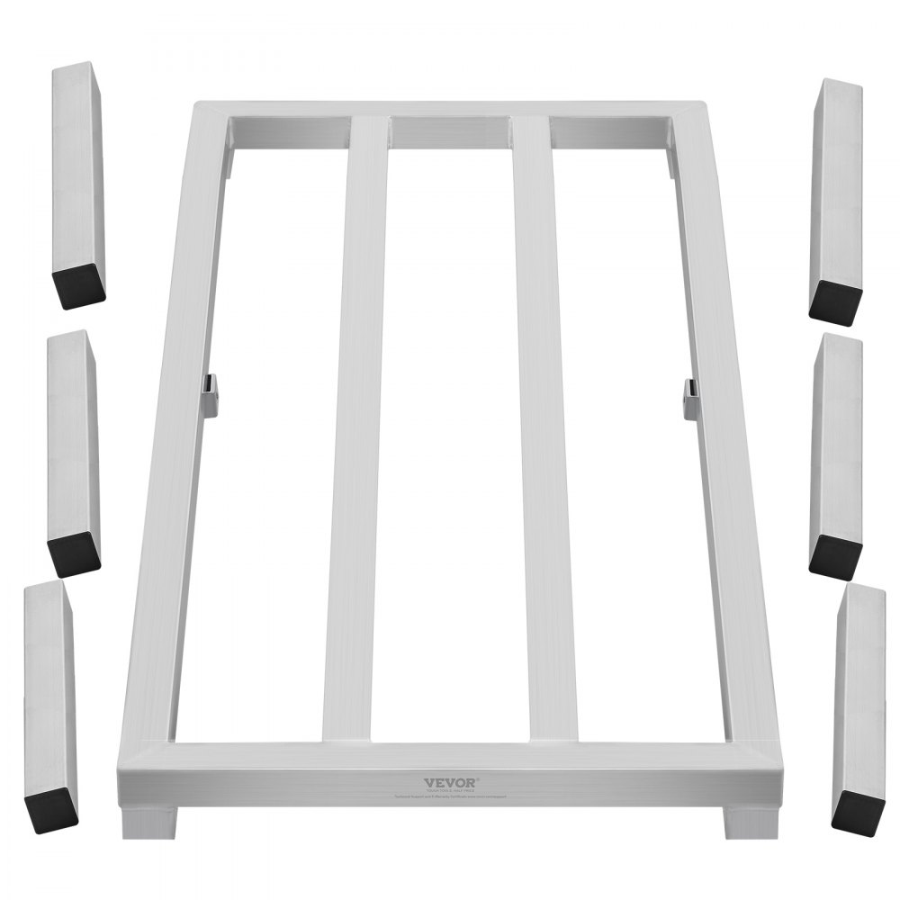 VEVOR Aluminum Dunnage Rack, 60” x 20” Commercial Food Floor Rack, 12” Off the Floor, 1800 lbs Capacity All-Welded Aluminum Storage Rack, for Storage in Restaurants, Kitchens, Garages and Vehicles