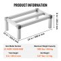 VEVOR Aluminum Dunnage Rack, 24” x 14” Commercial Food Floor Rack, 8” Off the Floor, 1000 lbs Capacity Adjustable Aluminum Storage Rack, for Storage in Restaurants, Kitchens, Garages and Vehicles
