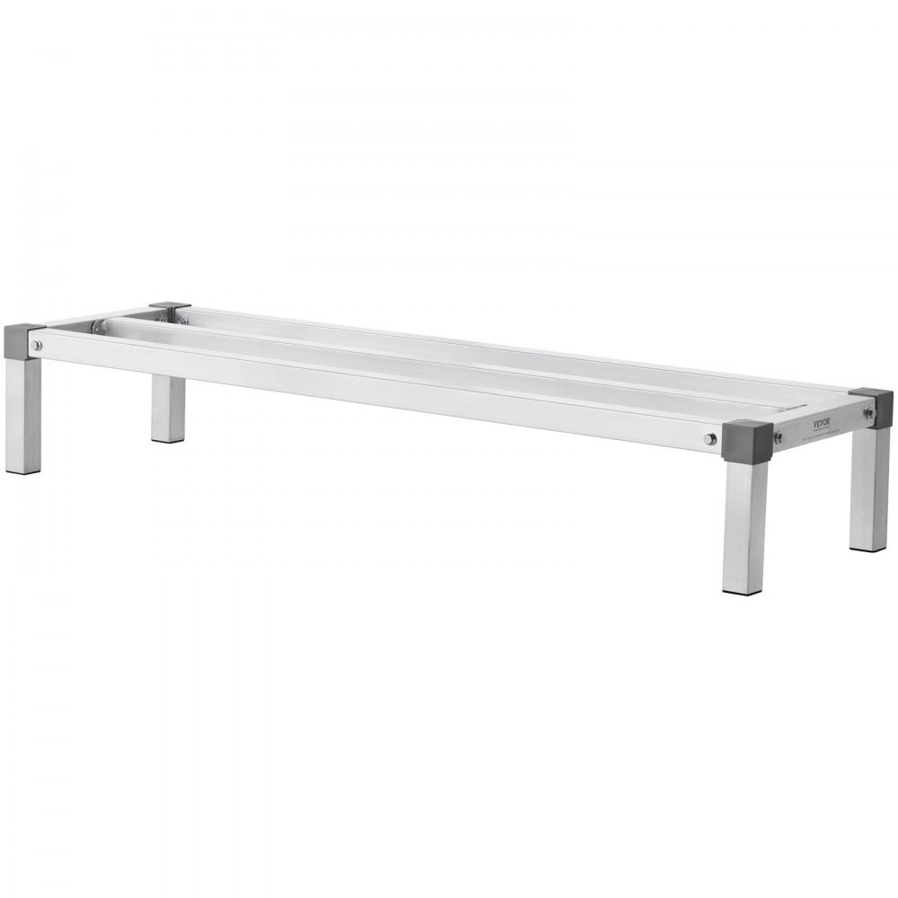 VEVOR Aluminium opbergrek, 48 x 14 inch commerciële vloerplank voor voedsel, 8 inch boven de grond, draagvermogen van 1000 lbs, volledig gelast aluminium opbergrek, voor opslag in restaurants, keukens, garages en voertuigen