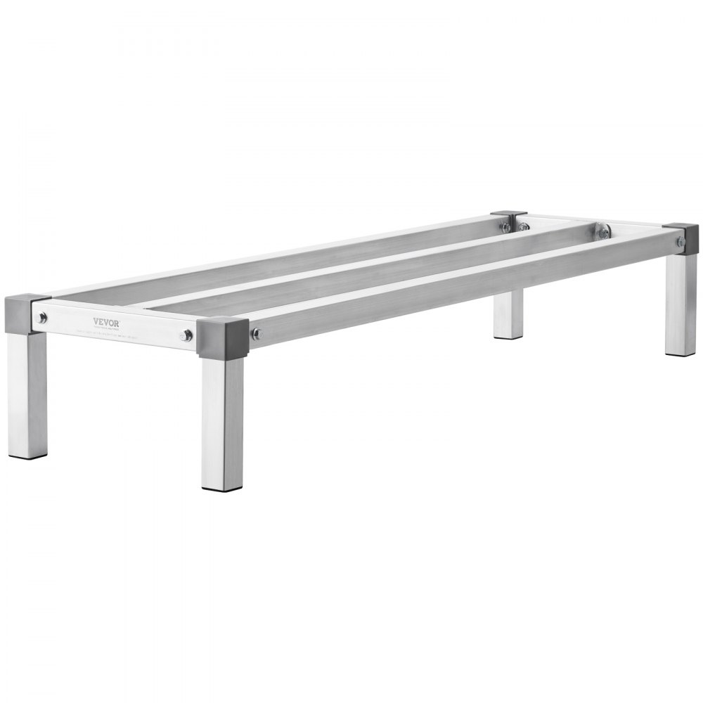 VEVOR Aluminium opbergrek, 48 x 14 inch commerciële vloerplank voor voedsel, 8 inch boven de grond, draagvermogen van 1000 lbs, volledig gelast aluminium opbergrek, voor opslag in restaurants, keukens, garages en voertuigen