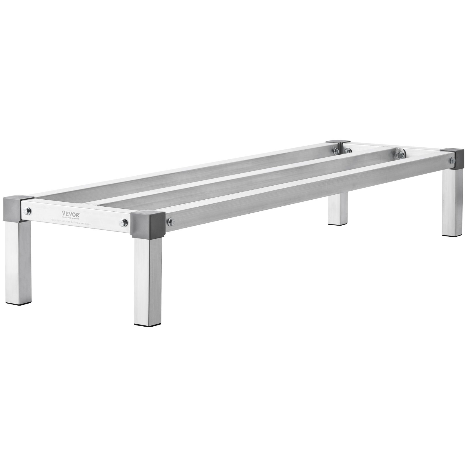 VEVOR Aluminium opbergrek, 48 x 14 inch commerciële vloerplank voor voedsel, 8 inch boven de grond, draagvermogen van 1000 lbs, volledig gelast aluminium opbergrek, voor opslag in restaurants, keukens, garages en voertuigen