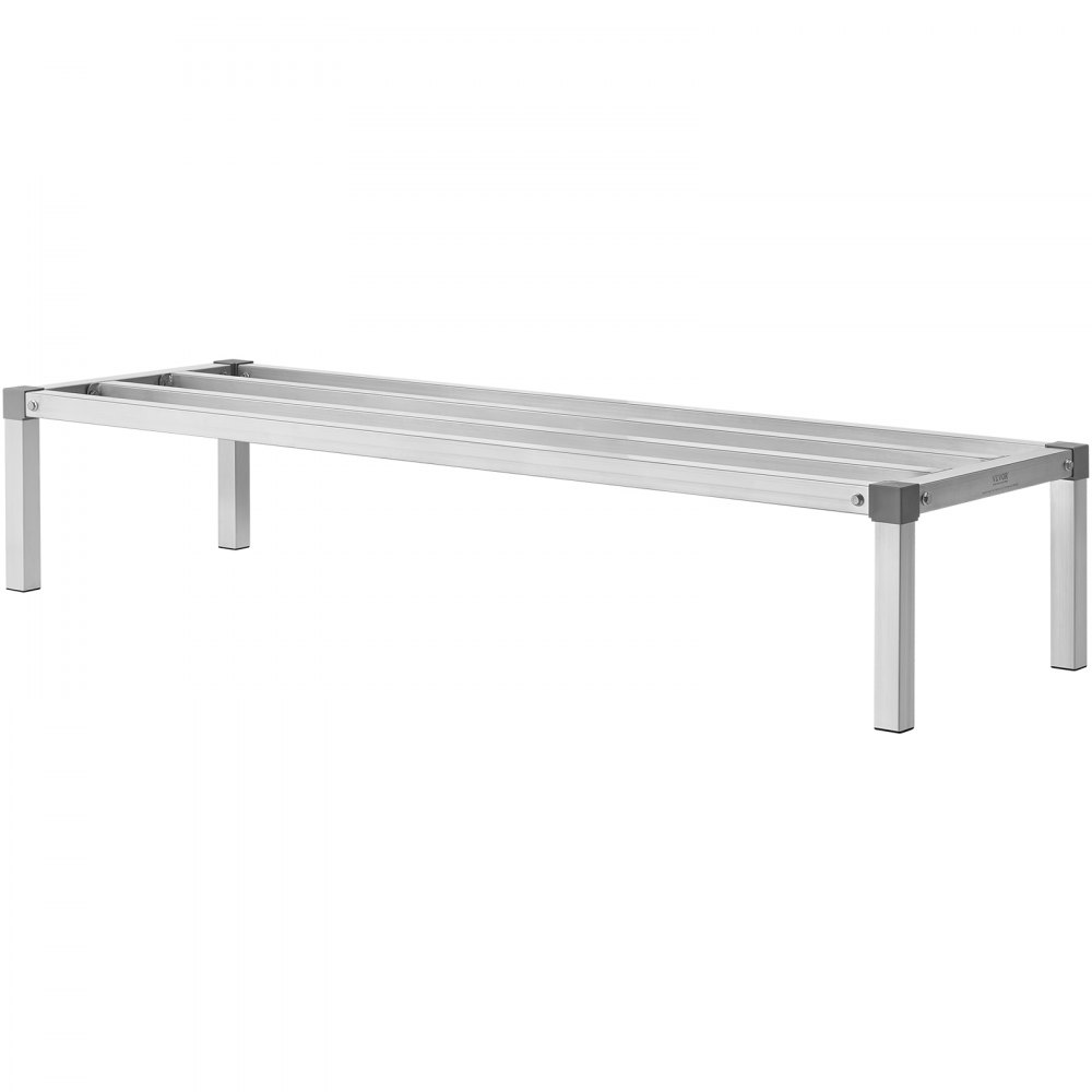VEVOR Aluminium opbergrek, 60 x 20 inch commerciële vloerplank voor voedsel, 12 inch boven de grond, draagvermogen van 1000 lbs, volledig gelast aluminium opbergrek, voor opslag in restaurants, keukens, garages en voertuigen