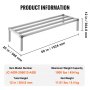 VEVOR Aluminium opbergrek, 60 x 20 inch commerciële vloerplank voor voedsel, 12 inch boven de grond, draagvermogen van 1000 lbs, volledig gelast aluminium opbergrek, voor opslag in restaurants, keukens, garages en voertuigen