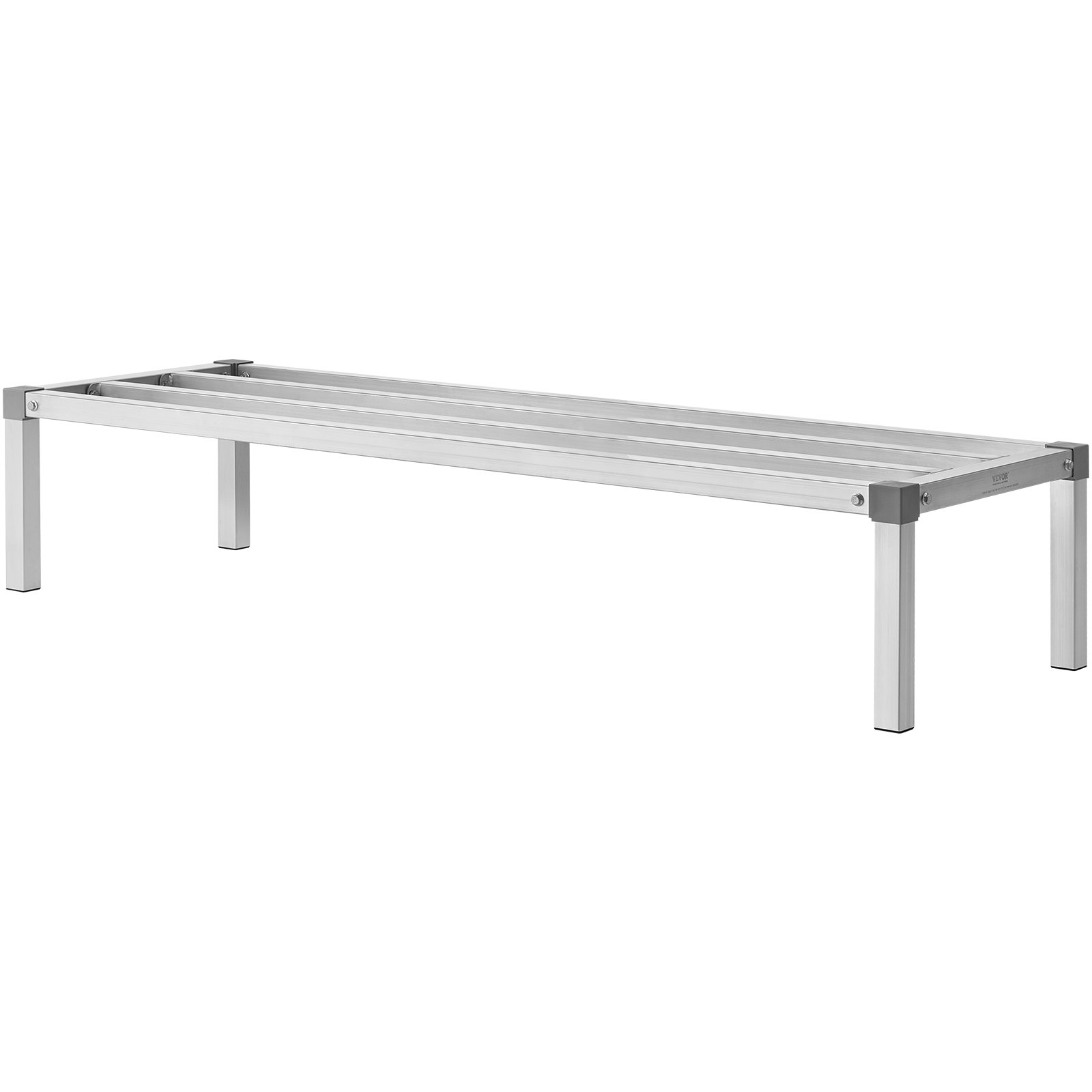 VEVOR Aluminium opbergrek, 60 x 20 inch commerciële vloerplank voor voedsel, 12 inch boven de grond, draagvermogen van 1000 lbs, volledig gelast aluminium opbergrek, voor opslag in restaurants, keukens, garages en voertuigen