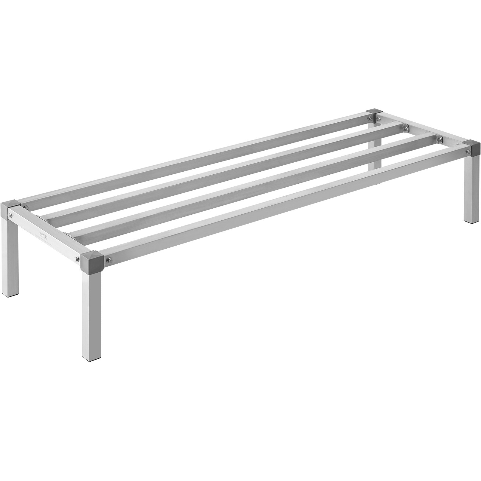 VEVOR Aluminium opbergrek, 60 x 20 inch commerciële vloerplank voor voedsel, 12 inch boven de grond, draagvermogen van 1000 lbs, volledig gelast aluminium opbergrek, voor opslag in restaurants, keukens, garages en voertuigen