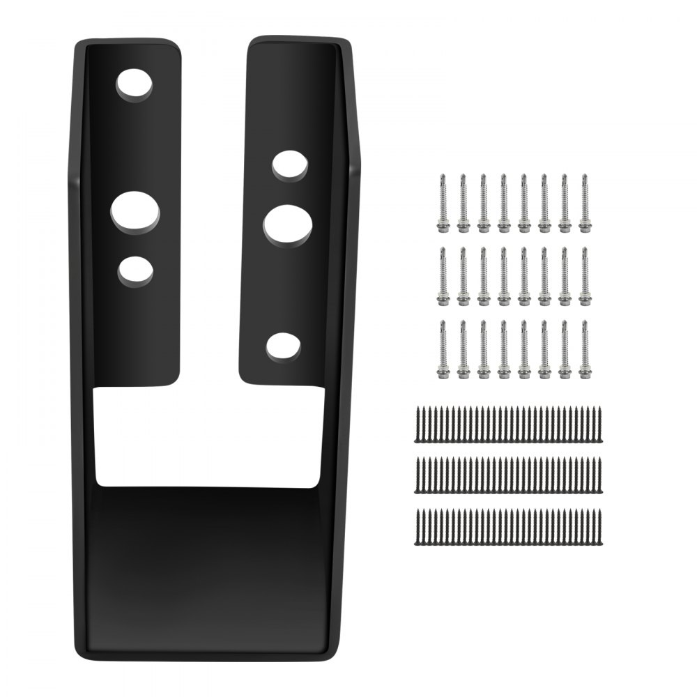 VEVOR concealed joist hanger with screws and nails, black finish.