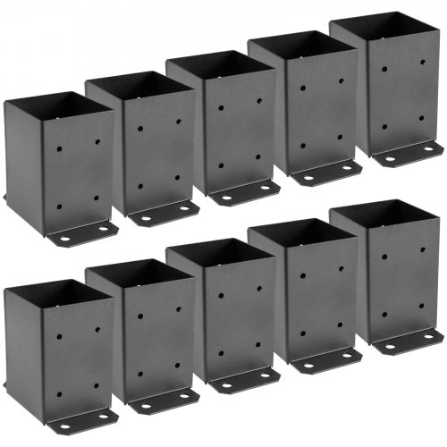 VEVOR Schroefhuls Voor Vierkante Houten Palen 10 Stuks, Paalhuls Schroefhuls Voor Palen Met Bodemplaat 9 x 9 cm, Post Ondersteuning, Hek Post Opbout-on Hot-dip Gegalvanise, Slide-in Mouw Ondersteuning