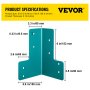 VEVOR workbench brackets with dimensions and specifications in yellow banner.