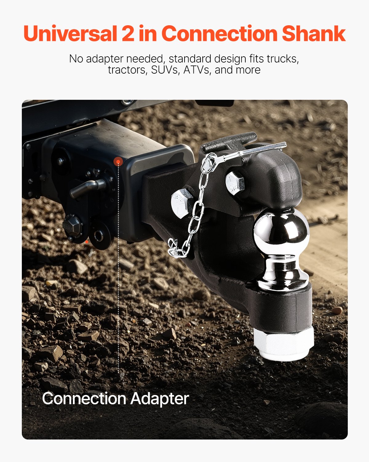 VEVOR-aanhangwagenkoppeling, trekvermogen 7256 kg, bouthaakkoppeling voor 50,8 mm aanhangwagenkoppeling, militaire ontvanger, combinatie 50,8 mm aanhangwagenkoppelingskogel, past op 63,5-76,2 mm ring