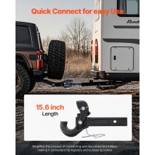 VEVOR Trailer Hitch 50,8 mm Ontvangerhaak 63,5-76,2 mm Ring 9070 kg