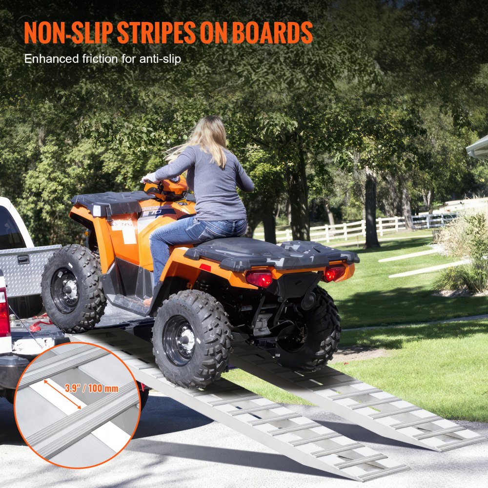 VEVOR laadbrug, auto-oprijplaat 2721,6 kg, brede laadrail, auto-oprijplaat 240 x 38 cm, 2 st. oprijplaten, voor motor, aanhanger, ATV, UTV, tuintractor, grasmaaier, crossmotor etc.