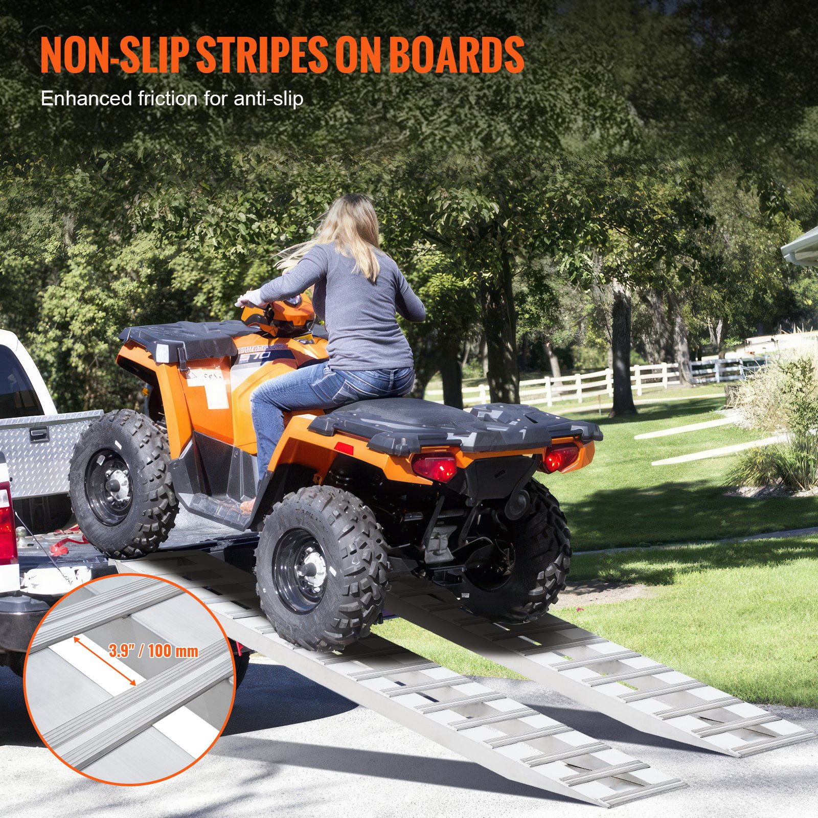 VEVOR laadbrug, auto-oprijplaat 2721,6 kg, brede laadrail, auto-oprijplaat 240 x 38 cm, 2 st. oprijplaten, voor motor, aanhanger, ATV, UTV, tuintractor, grasmaaier, crossmotor etc.
