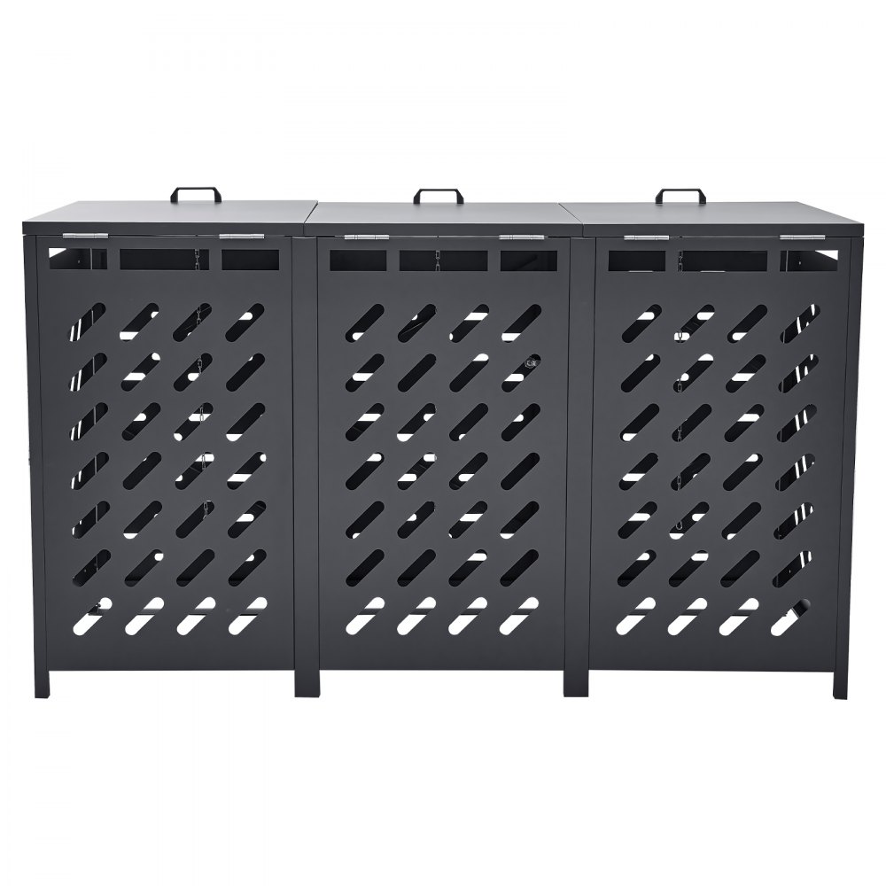 VEVOR Afvalbakbox, 3 x 240L Afvalbakhuis, Afvalbakdeksel, Afsluitbare Afvalbakopslag, voor Afvalbak, Tuin, Achtertuin en Terras