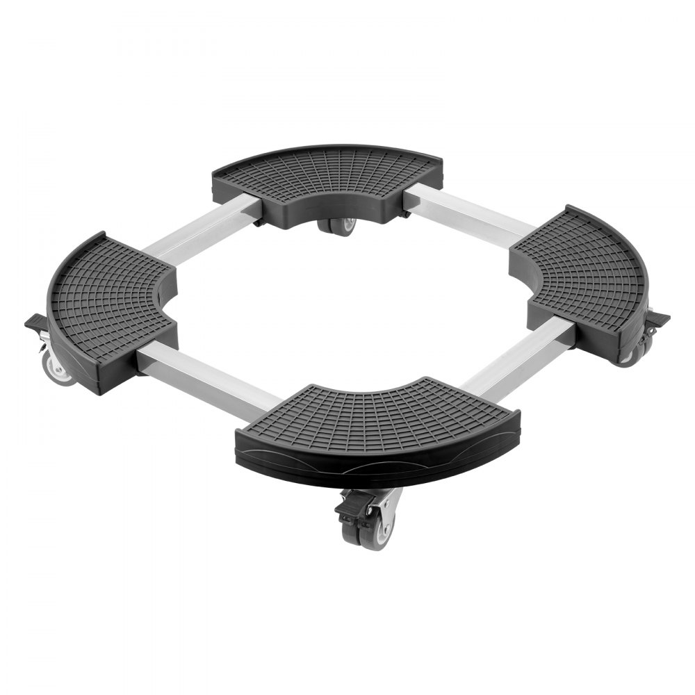 VEVOR Afvalbakwagen met 4 vergrendelbare wielen, laadvermogen 181,4 kg, ronde transportrol, verstelbare vatenwagen van 380-580 mm, plantenwagen, multifunctionele rolwagen, zwart