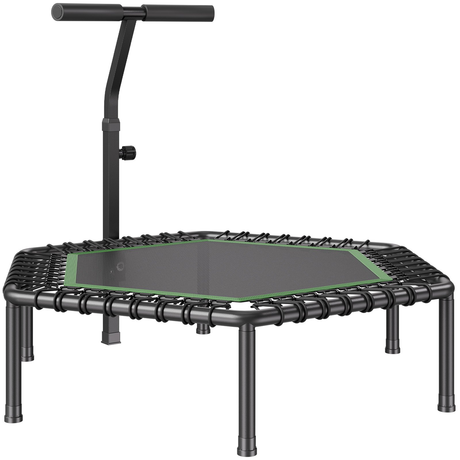 VEVOR Indoor Fitness Trampoline voor Volwassenen, Mini Trampoline met een draagvermogen van 205 kg, 1385 mm Rebounder Trampoline met in 3 standen verstelbare handgreep en schuimrubberen grip, Fitnessapparatuur voor Thuis
