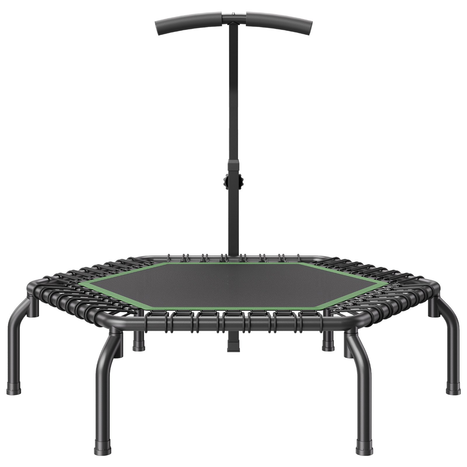VEVOR Opvouwbare Mini Trampoline Fitness Rebounder 1384 mm 205 kg Laadvermogen Trainingstrampoline, Rebounder Trampoline Tuintrampoline met 3-niveau hoogteverstelbare schuimrubberen handgreep en 44 spanbanden