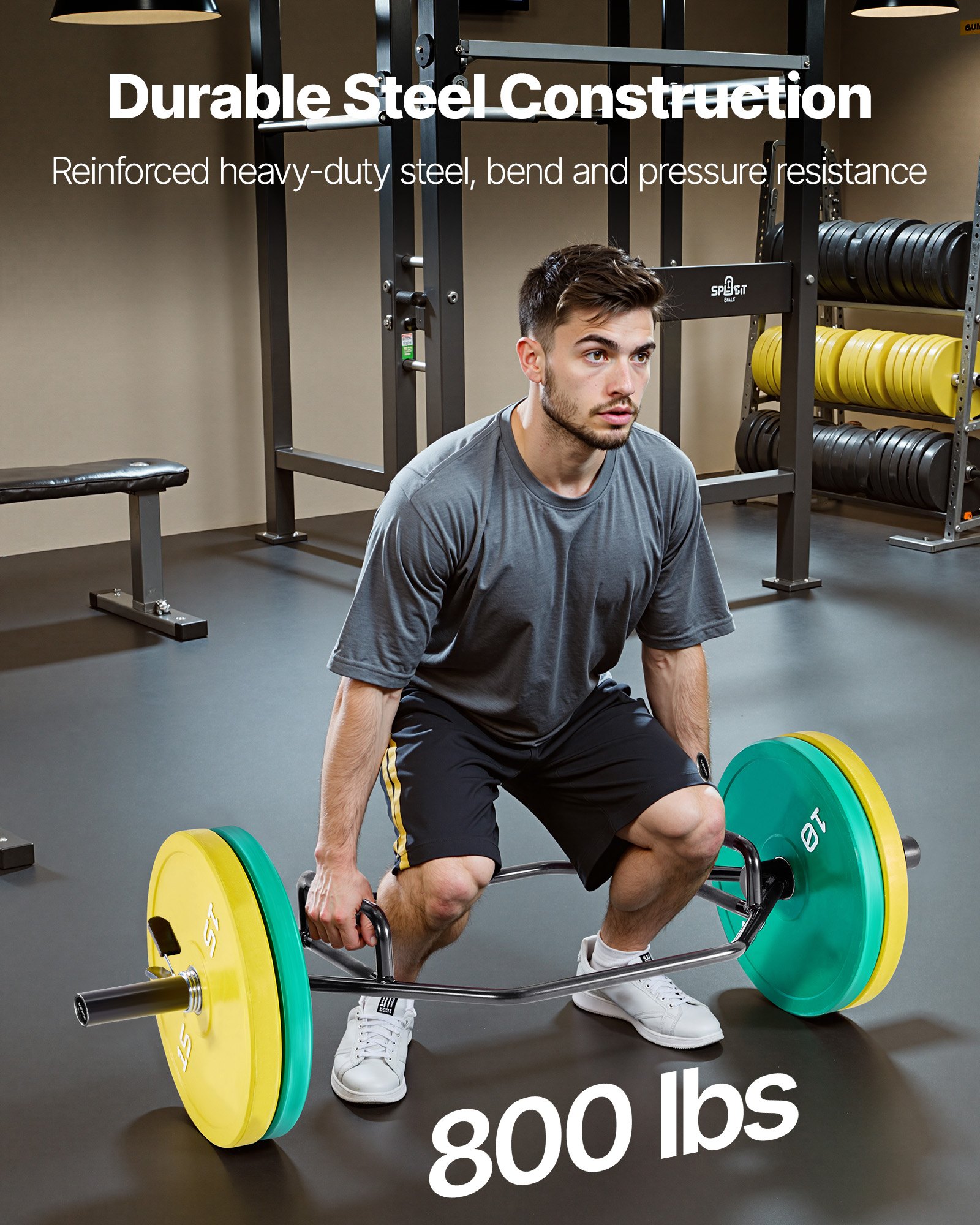 VEVOR Trap Bar Hexagon Dumbbell Bar met antislipgreep 50 mm 360 kg capaciteit, gewichthef- en krachttrainingsapparatuur, thuisgym voor squats, deadlifts en schouderpers
