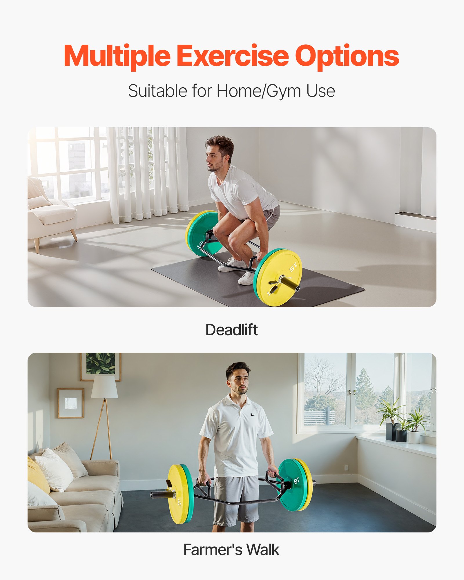 VEVOR Trap Bar Hexagon Dumbbell Bar met antislipgreep 50 mm 360 kg capaciteit, gewichthef- en krachttrainingsapparatuur, thuisgym voor squats, deadlifts en schouderpers