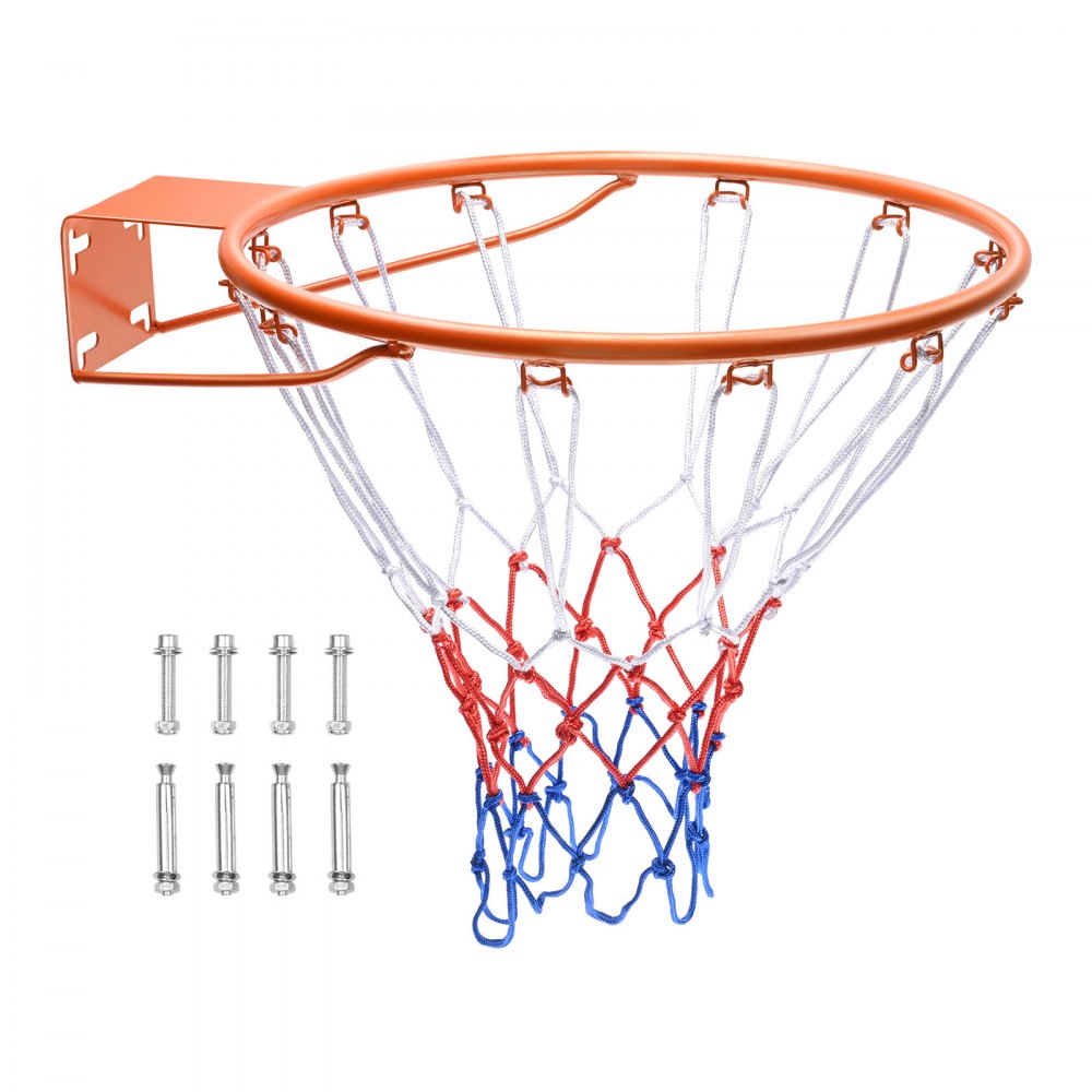 VEVOR Basketball Rim, Wall Door Mounted Basketball Hoop, Heavy Duty Q235 Basketball Flex Rim Goal Replacement with Net, Standard 18" Indoor and Outdoor Hanging Basketball Hoop for Kids Adults