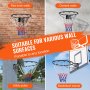 VEVOR basketbalring gemonteerd op rode bakstenen, cementmuren, elektriciteitsmasten en basketbalstandaards.