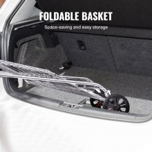 VEVOR Opvouwbare winkelwagen 50 kg maximale belasting winkelwagen met zwenkwielen Heavy Duty opvouwbare wasmand compact lichtgewicht opvouwbaar voor bagage zilver