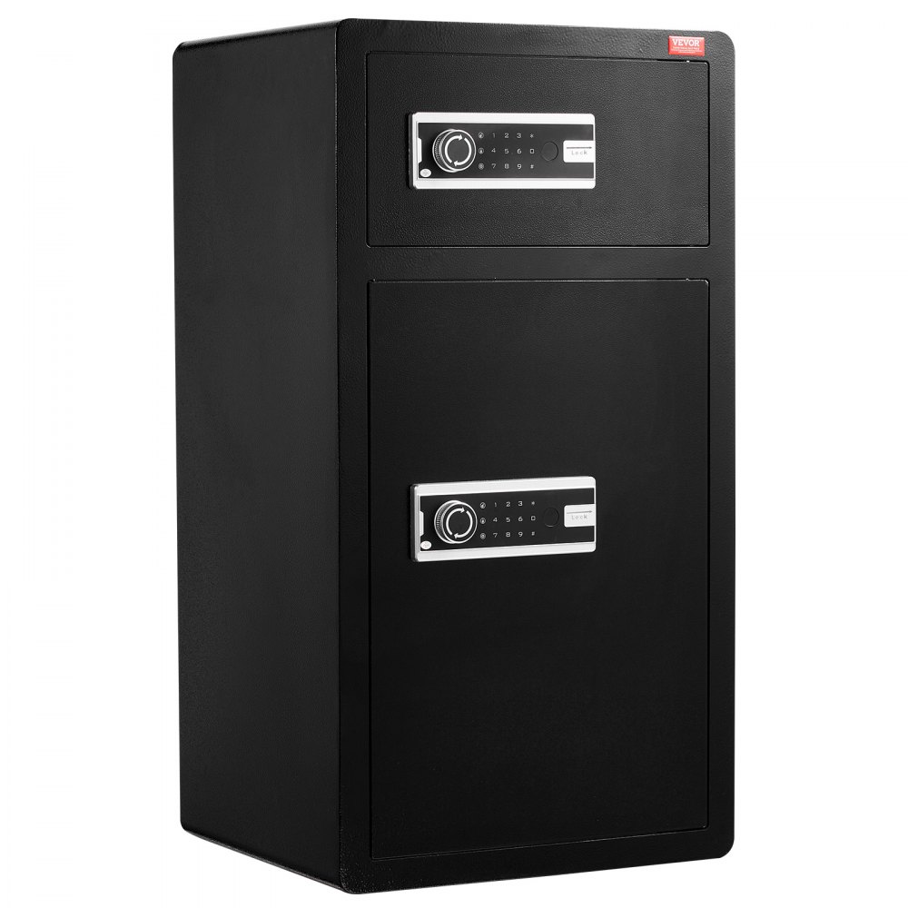VEVOR Double Doors 7.2 cu.ft Safe Box with Key Lock & Password, Safe Lock Box with Fireproof Bag, Key Rack, LED Light and 2 Height Adjustable and Removable Divider for Money, Documents, Jewelry and Valuables, Black