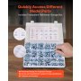 VEVOR 566 Pcs Bolts and Nuts Assortment Kit, Imperial Machine Screws and Flat Washers, Alloy Steel 1/4-20,5/16-18,3/8-16, for Furniture /Equipment/Vehicle Assembly, Galvanized White
