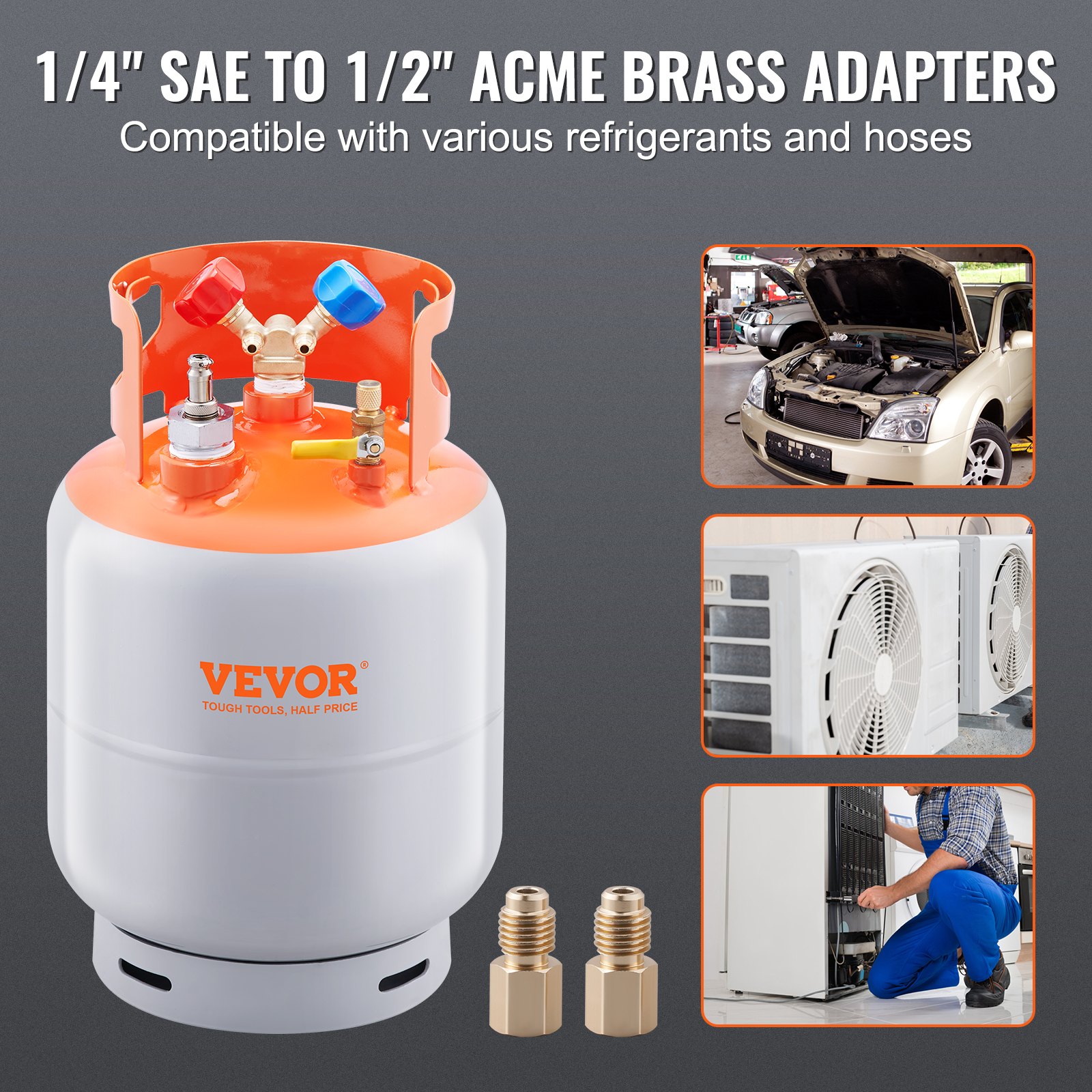 VEVOR-koelmiddelrecuperatietank met een capaciteit van 30 lbs, AC-recuperatietank met ¼ tot ½ adapter, HVAC-recuperatietank voor alle koelmiddelen