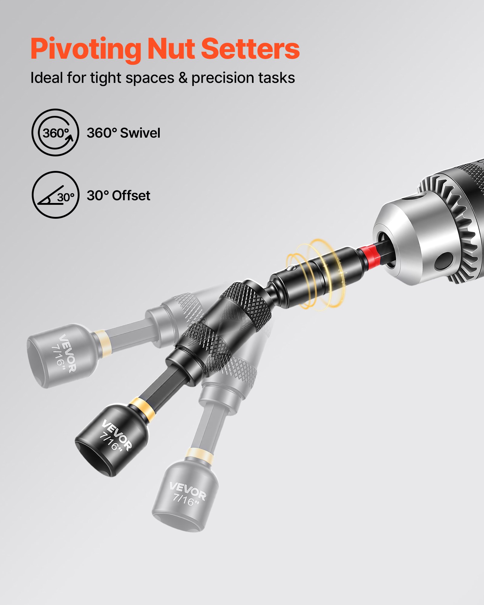 VEVOR 55-delige doppenset, SAE & metrisch, magnetische doppen, met inzetstukken, verlengstukken, bits en gereedschapskoffer, voor autoreparaties, huisverbetering en doe-het-zelfprojecten.