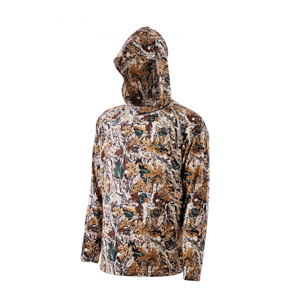 VEVOR Camo Hoodie, Medium Size, Men Pullover Hooded Sweatshirt, Moisture Wicking & Breathable, Quick-dry, Hiking Fishing Shirt with Hood, Long Sleeves Hunting Shirts for Spring & Summer Outdoor Work