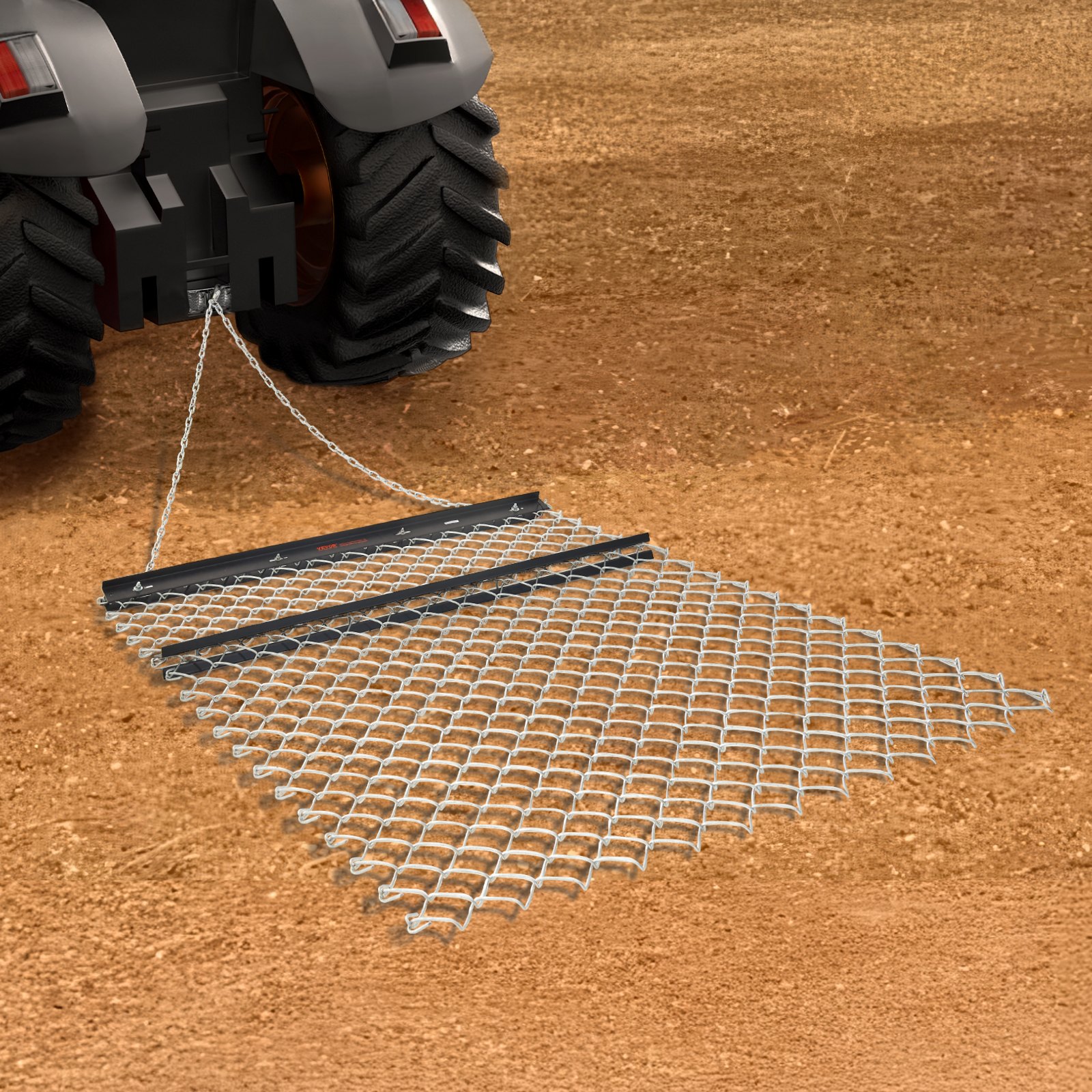 VEVOR getrokken eg, 1520x1240x57mm, kettingeg van Q235-staal, UTV-tractoraanbouwdelen voor het egaliseren van landschappen of het voorbereiden van gazons, weideeg voor grindopritten, boerderij, veldtuin
