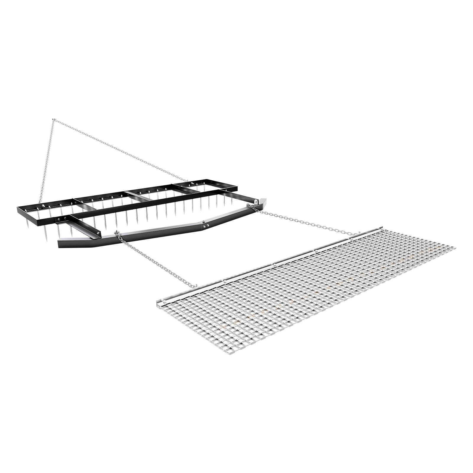 VEVOR getrokken eg, 1,84 m weide-eg, weide-sleepeg, stalen veldeg, gazon-egaliseerhark, weide-sleepeg. Geschikt voor ATV's, UTV's en tractoren, voor grindpaden en velden.