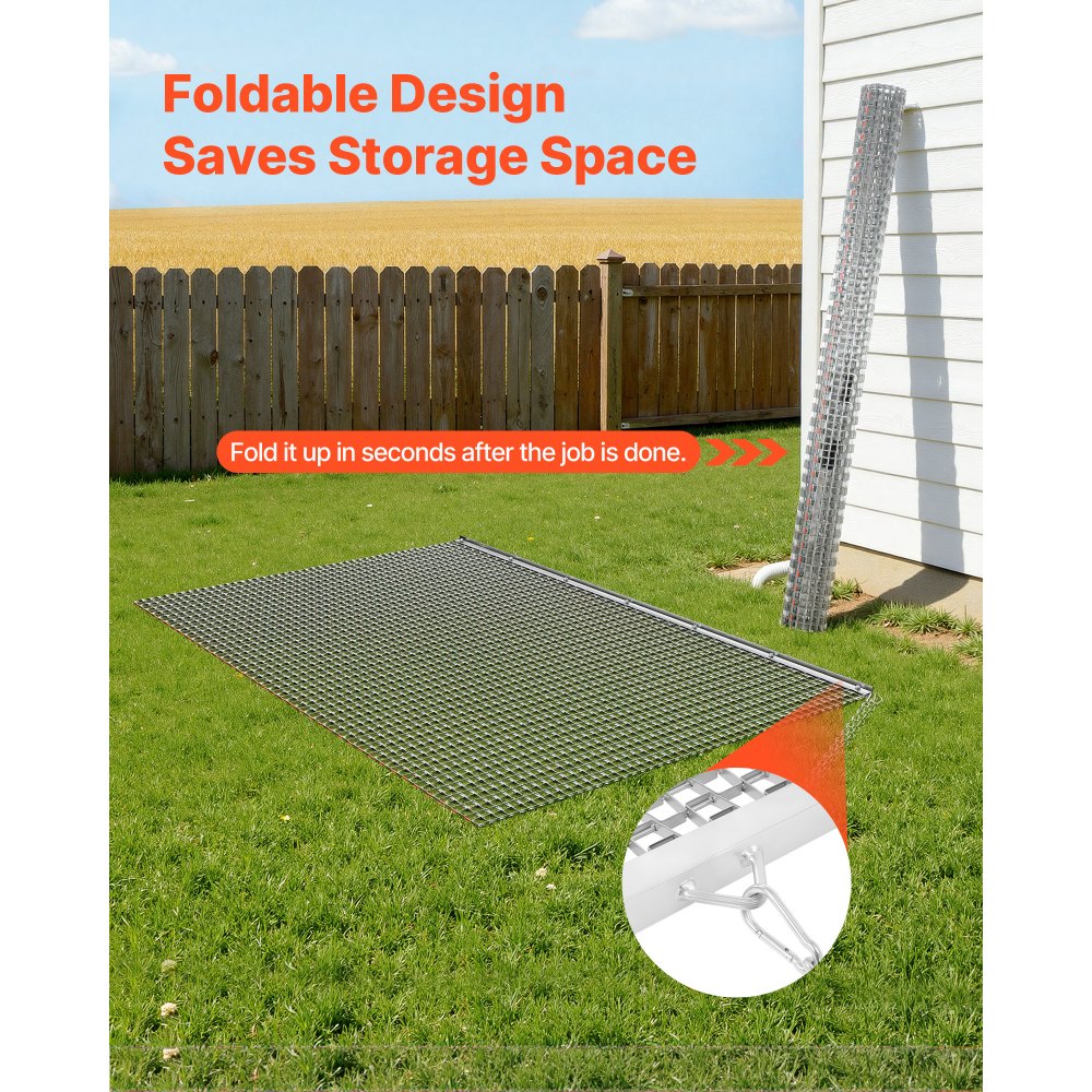 VEVOR getrokken eg, 201x122 cm, weide-eg, akker-eg van gegalvaniseerd staal met sleepketting, aanbouwdeel voor ATV's, UTV's en tractoren voor het egaliseren van grindwegen, paden en velden.