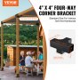 VEVOR set van 2 paalverbinders van 2 mm dikke staalplaten, paalhoek pergola hoekverbinder, houtverbinder 90° bootconstructie hoekbeugel, houten balk prieelbeugelset 340 x 220 x 152 mm
