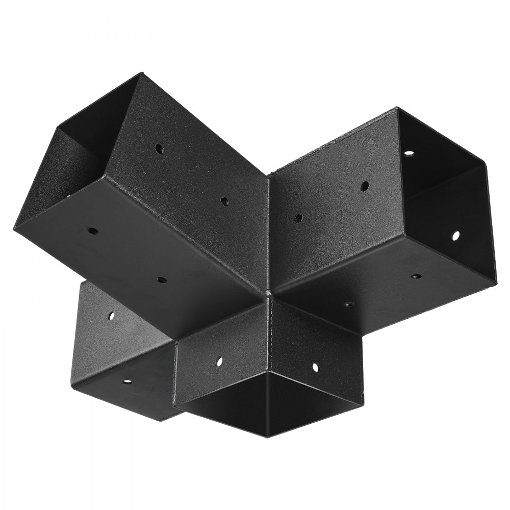 VEVOR Pergola Kit, 4x4 Inch 4-Way Slanted Bracket for 3.5x3.5 Inch Wood Beams in Actual Size, Carbon Steel Pergola Bracket with Post Base and Wall Mount Base, for Outdoor Pergolas, Gazebos, Sheds