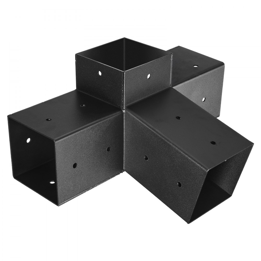 VEVOR Pergola Kit, 4x4 Inch 4-Way Slanted Bracket for 3.5x3.5 Inch Wood Beams in Actual Size, Carbon Steel Pergola Bracket with Post Base and Wall Mount Base, for Outdoor Pergolas, Gazebos, Sheds