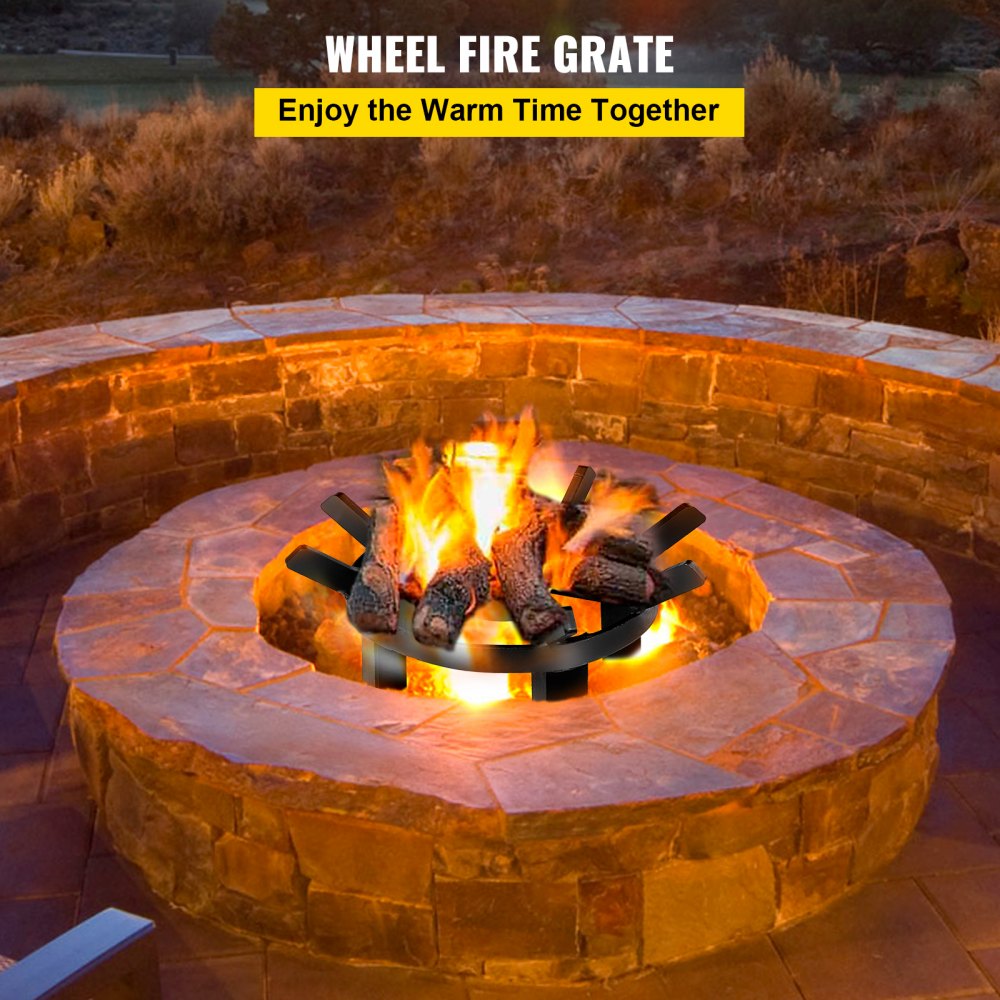 VEVOR Vuurrooster 12inch Vuurplaatsrooster Rond Gietijzer Vuurplaats Wielen