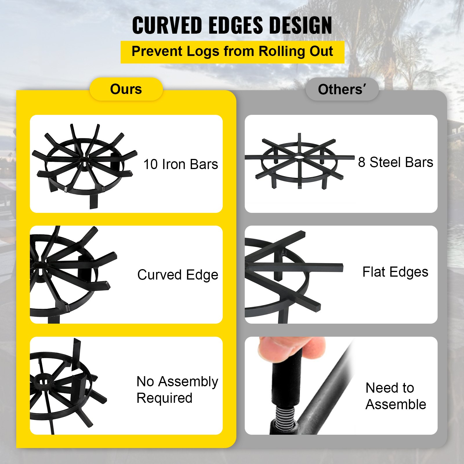 VEVOR Vuurrooster 16inch Vuurplaatsrooster Rond Gietijzer 
Tafelblad
