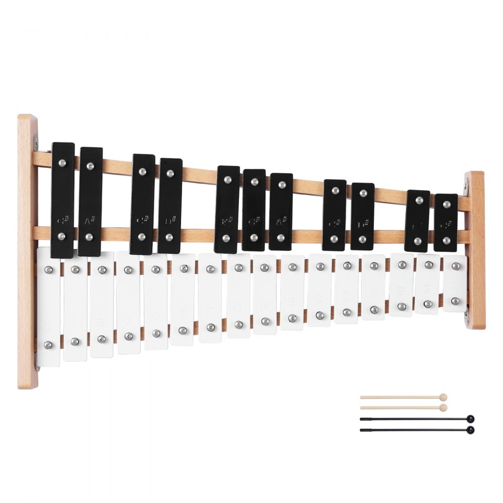 VEVOR Glockenspiel, 27-tonig, professioneel xylofoon-percussie-instrument, met SPCC-toetsen en metalen toetsen, inclusief 4 kloppers, draagtas, muziekinstrument voor beginners, muzieklessen