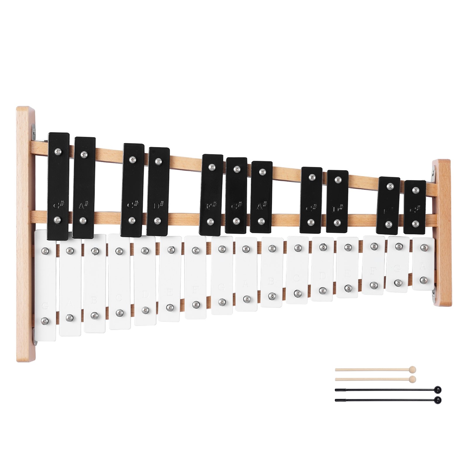 VEVOR Glockenspiel, 27-tonig, professioneel xylofoon-percussie-instrument, met SPCC-toetsen en metalen toetsen, inclusief 4 kloppers, draagtas, muziekinstrument voor beginners, muzieklessen