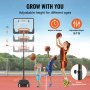 VEVOR basketball hoop with adjustable height for different ages, featuring easy adjustment knob.