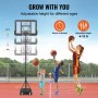 VEVOR basketbalring outdoor basketbalstandaard 122-305 cm verstelbare hoogte, basketbalsysteem zwart weerbestendig roestbestendig, basketbalstandaard met water- of zandmobiel