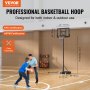 VEVOR basketbalring outdoor basketbalstandaard 122-305 cm verstelbare hoogte, basketbalsysteem zwart weerbestendig roestbestendig, basketbalstandaard met water- of zandmobiel