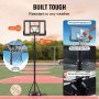 VEVOR basketball hoop with premium pc backboard, rustproof steel pole, and spring shock absorption.