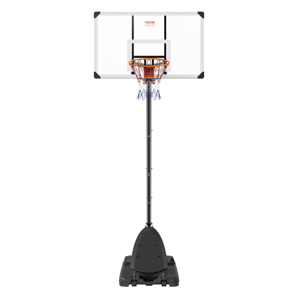 VEVOR Outdoor Basketbalring met Standaard 232-305 cm Hoogte Verstelbaar, Draagbare Basketbalstandaard met Wielen, Basketbalset voor Kinderen & Volwassenen Standaard & Vulbare Basis Zwart