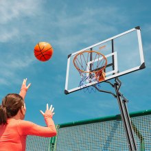 VEVOR basketbalring outdoor basketbalring met standaard 232-305 cm in hoogte verstelbaar, draagbare basketbalstandaard met wielen, basketbalset voor kinderen en volwassenen standaard en vulbare voet zwart