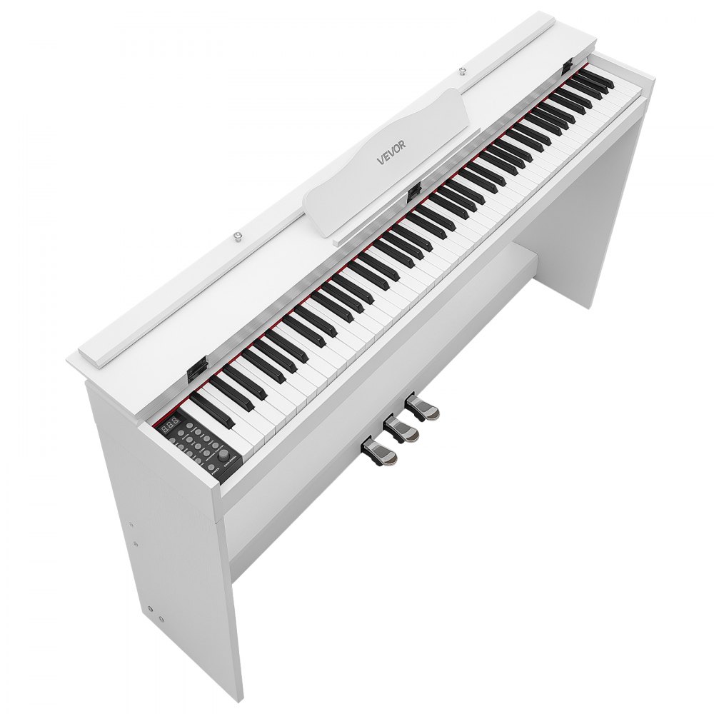 VEVOR Digitale Piano met 88 semi-gewogen toetsen, e-piano, HiFi-luidspreker, wit, voor beginners, met 128 klanken, 128 ritmes, USB, MIDI, audio-uitgang, standaard 3,5 mm hoofdtelefoonaansluiting, lessenaar en pedaal.