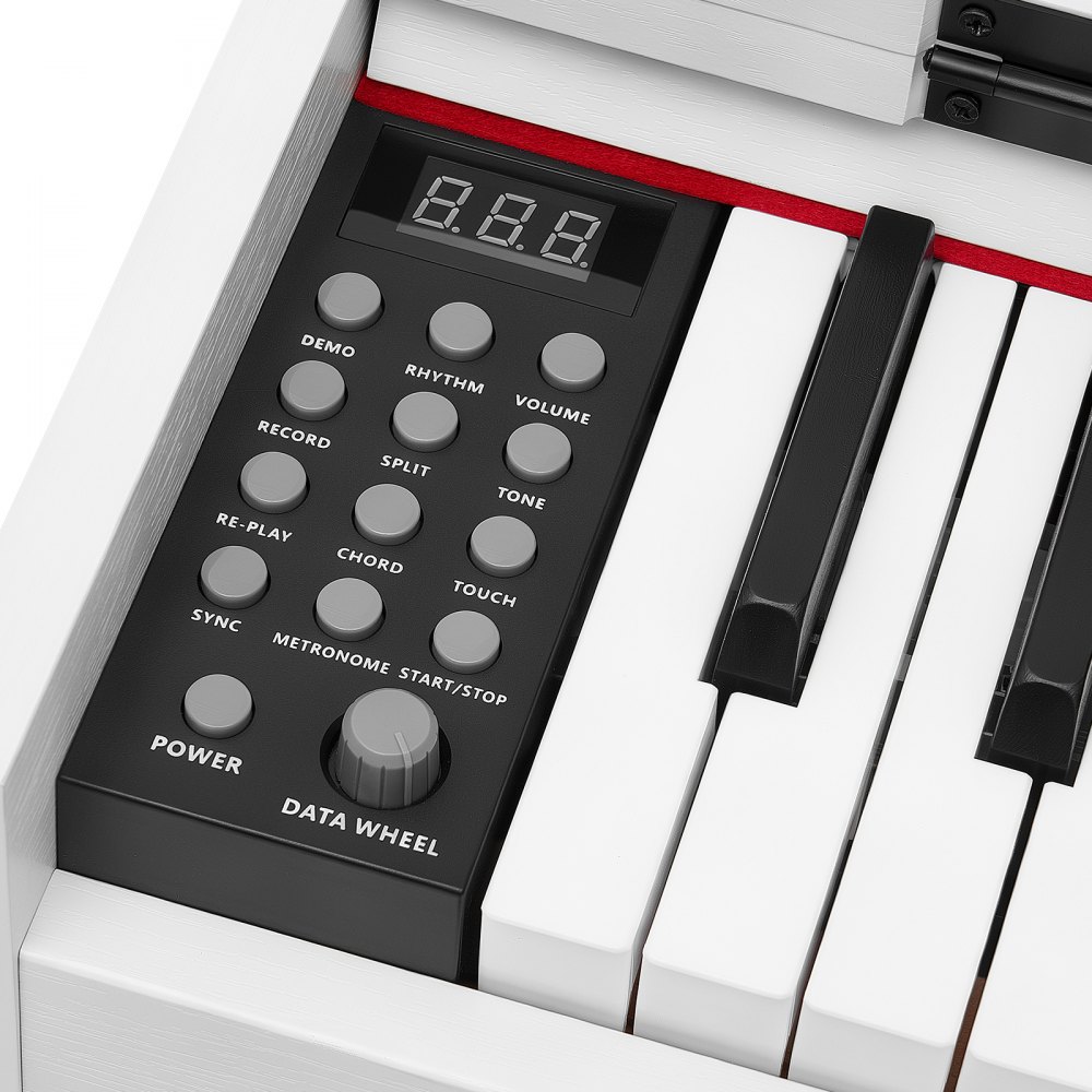 VEVOR Digitale Piano met 88 semi-gewogen toetsen, e-piano, HiFi-luidspreker, wit, voor beginners, met 128 klanken, 128 ritmes, USB, MIDI, audio-uitgang, standaard 3,5 mm hoofdtelefoonaansluiting, lessenaar en pedaal.