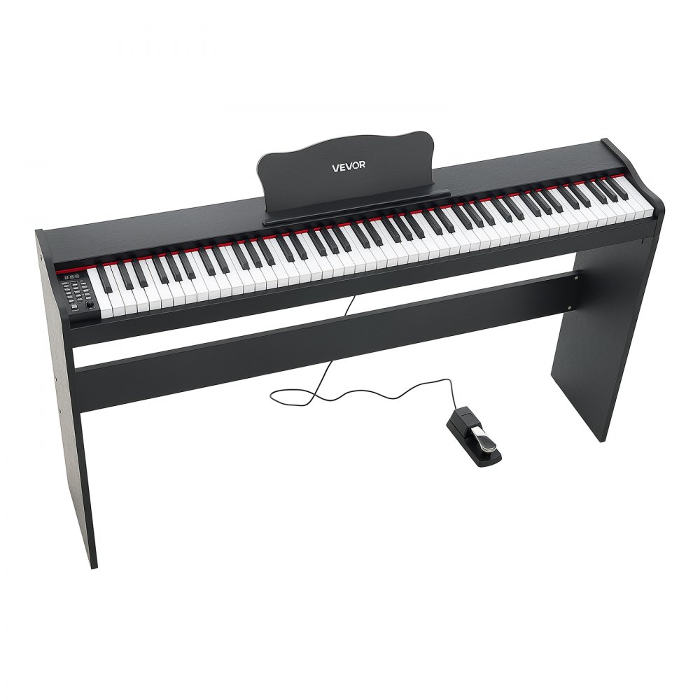 VEVOR Digitale Piano met 88 halfgewogen toetsen en HiFi-luidsprekers, zwart, elektrische piano, ideaal voor beginners, met 600 geluiden, 600 ritmes, USB, MIDI, standaard 3,5 mm hoofdtelefoonaansluiting, lessenaar en pedaal.